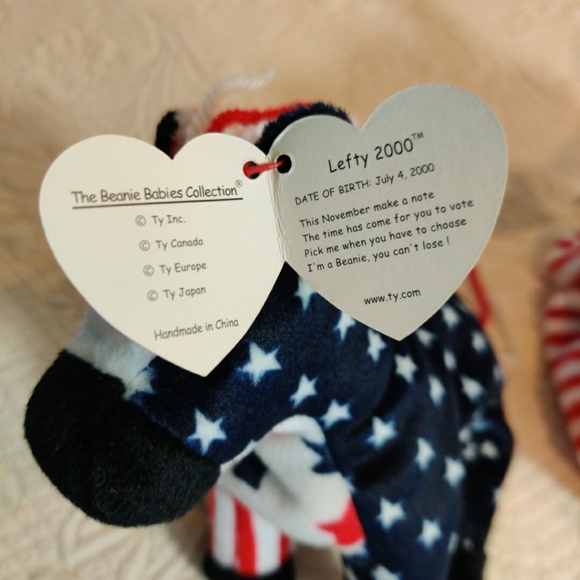 Ty Beanie Babies 2000 Stars & Stripes Donkey & Elephant Republican Democratic - Picture 6 of 9